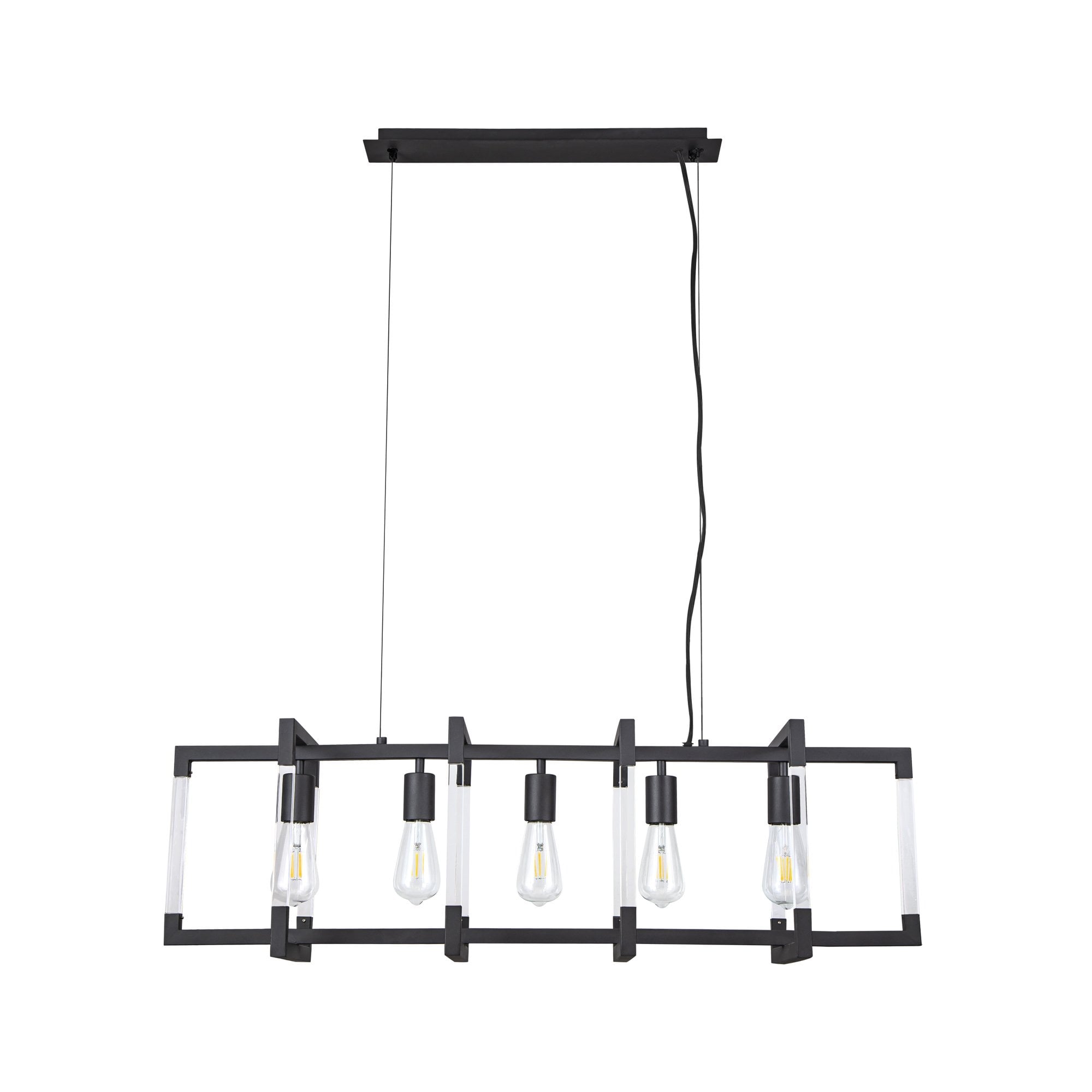 IL32853 Canto Rectangular Pendant 5 Light E27 Graphite/Acrylic
