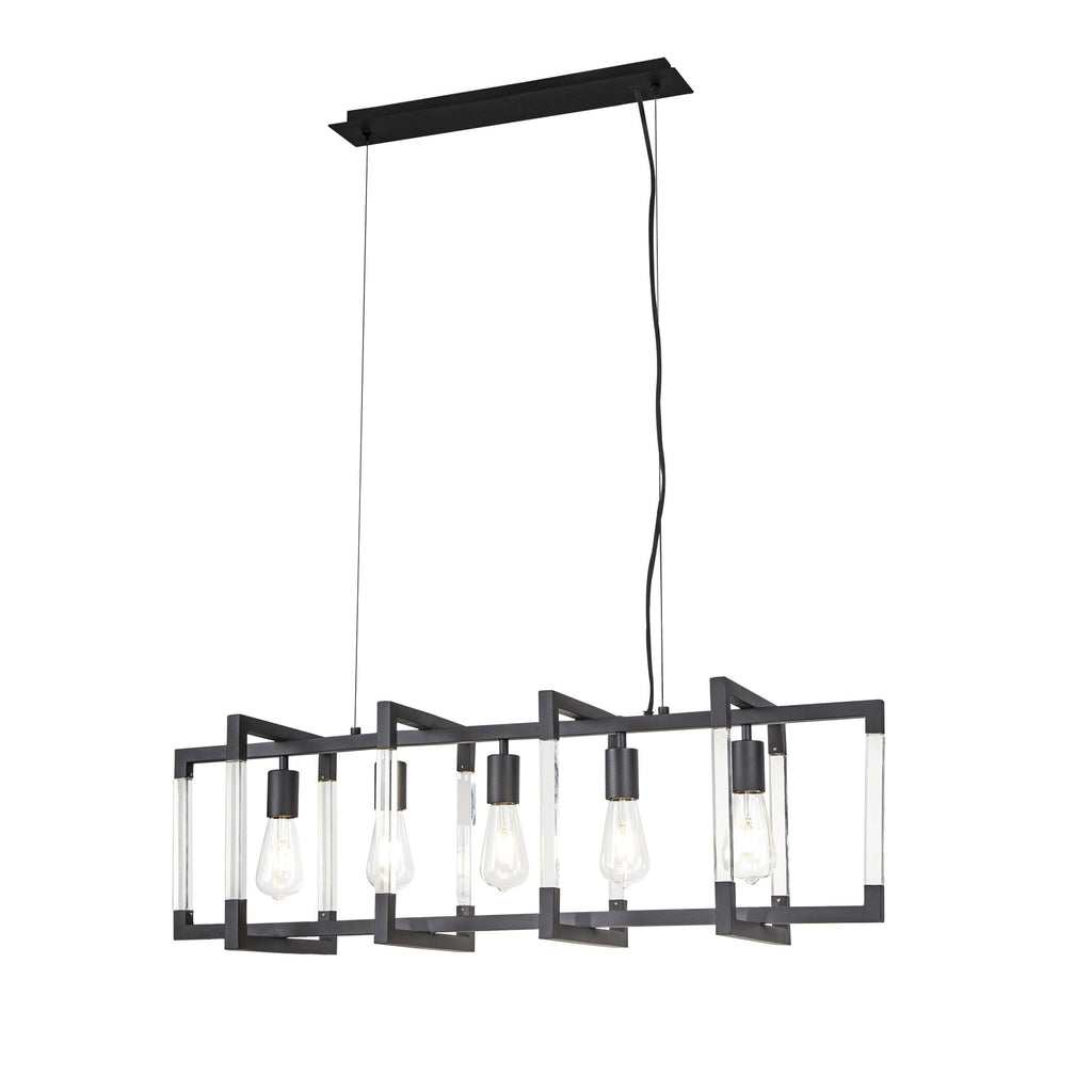 IL32853 Canto Rectangular Pendant 5 Light E27 Graphite/Acrylic
