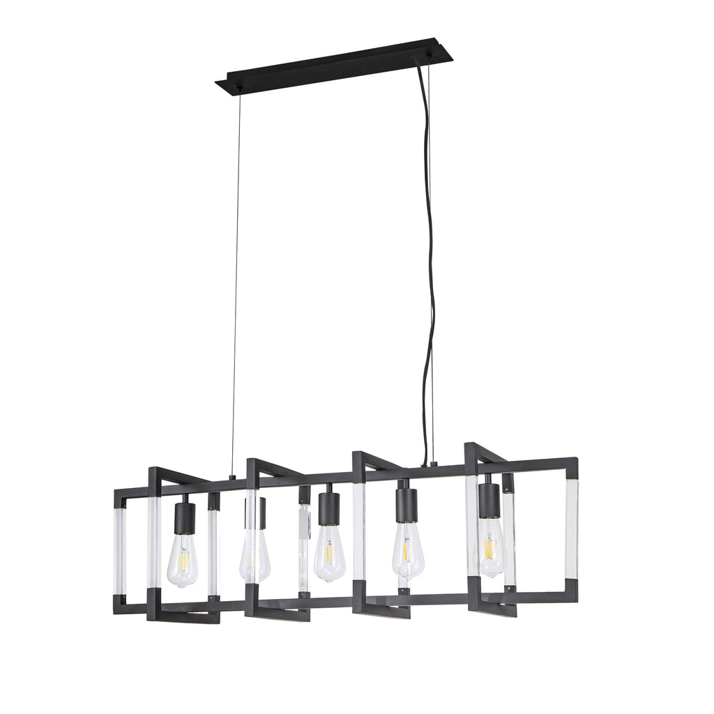 IL32853 Canto Rectangular Pendant 5 Light E27 Graphite/Acrylic