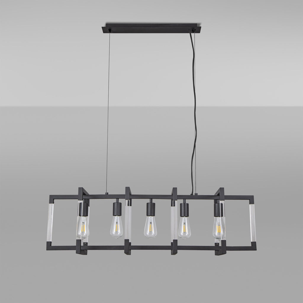 IL32853 Canto Rectangular Pendant 5 Light E27 Graphite/Acrylic