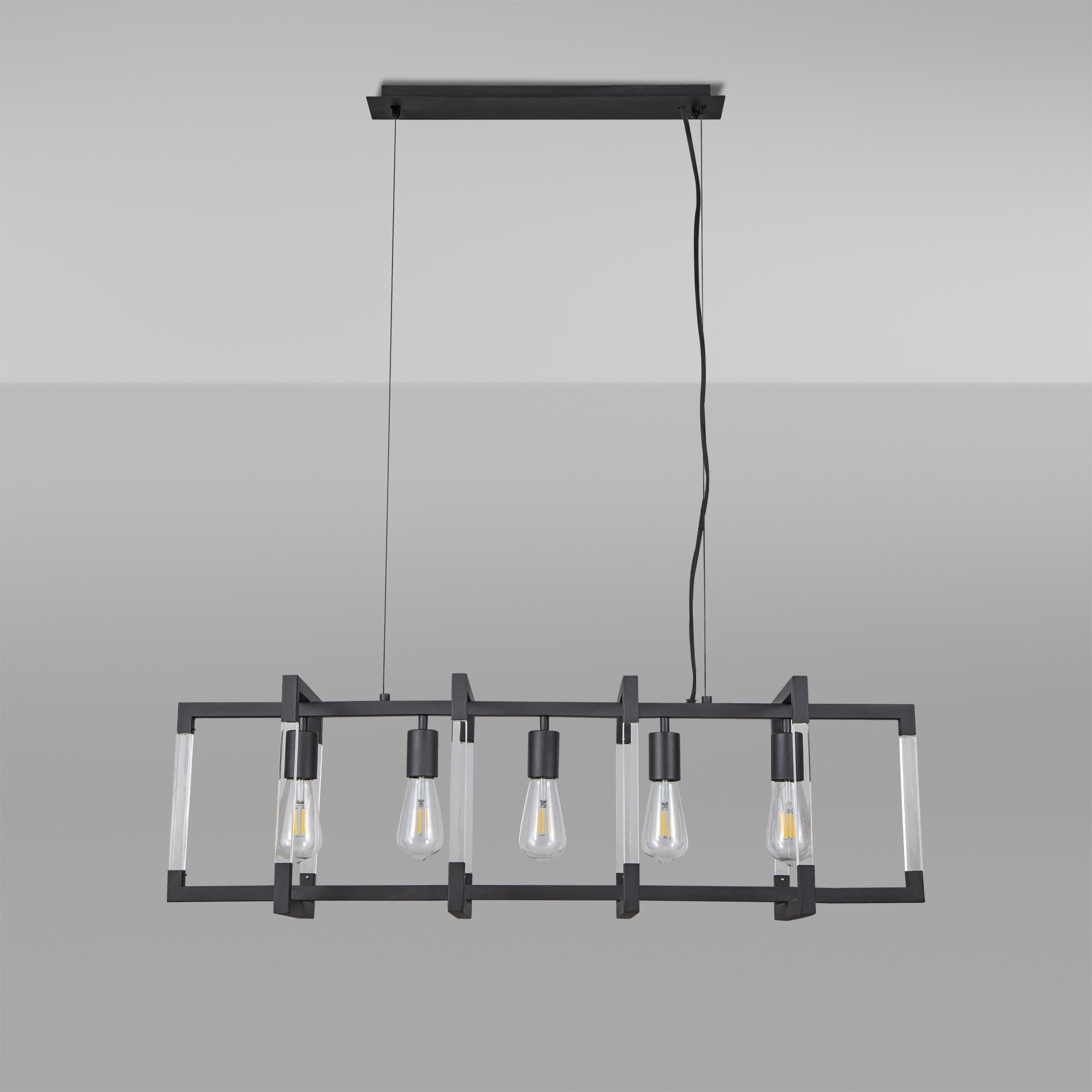 IL32853 Canto Rectangular Pendant 5 Light E27 Graphite/Acrylic