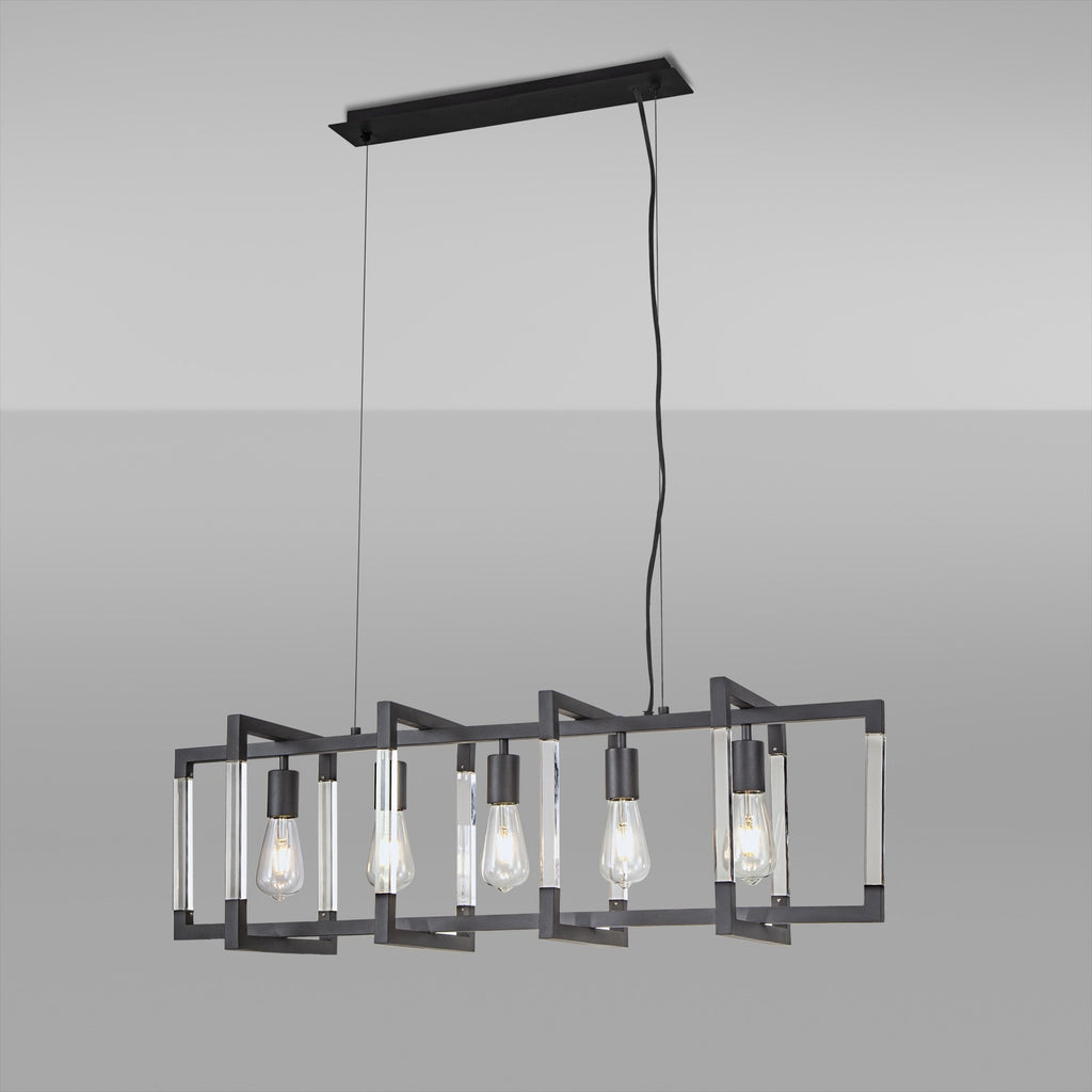 IL32853 Canto Rectangular Pendant 5 Light E27 Graphite/Acrylic