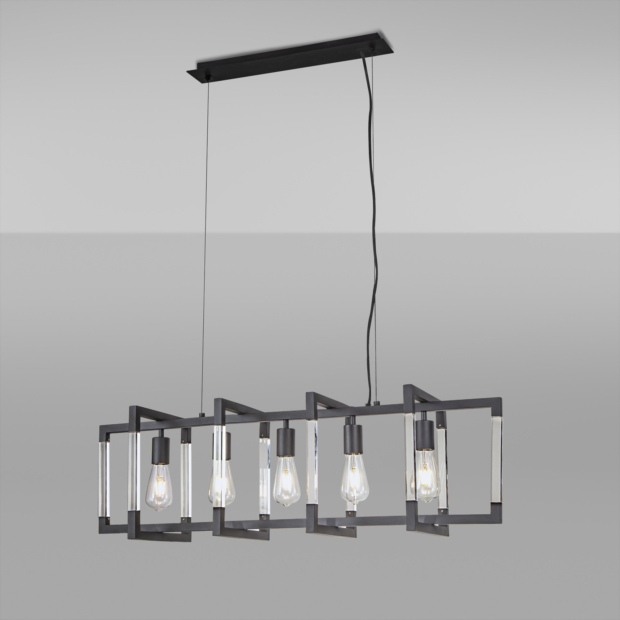 IL32853 Canto Rectangular Pendant 5 Light E27 Graphite/Acrylic
