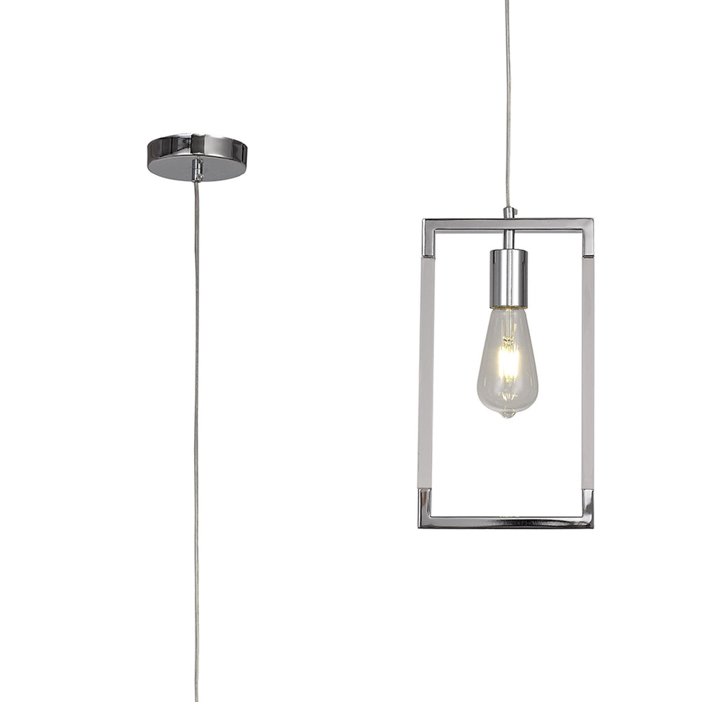 IL32780 Canto Single Rectangle Pendant 1 Light E27 Polished Nickel/Acrylic