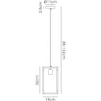 IL32780 Canto Single Rectangle Pendant 1 Light E27 Polished Nickel/Acrylic