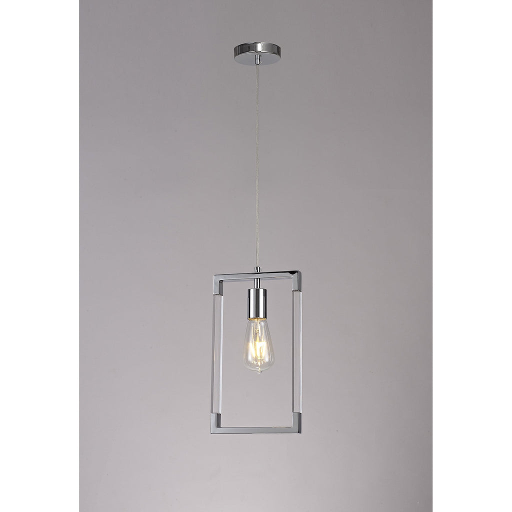 IL32780 Canto Single Rectangle Pendant 1 Light E27 Polished Nickel/Acrylic