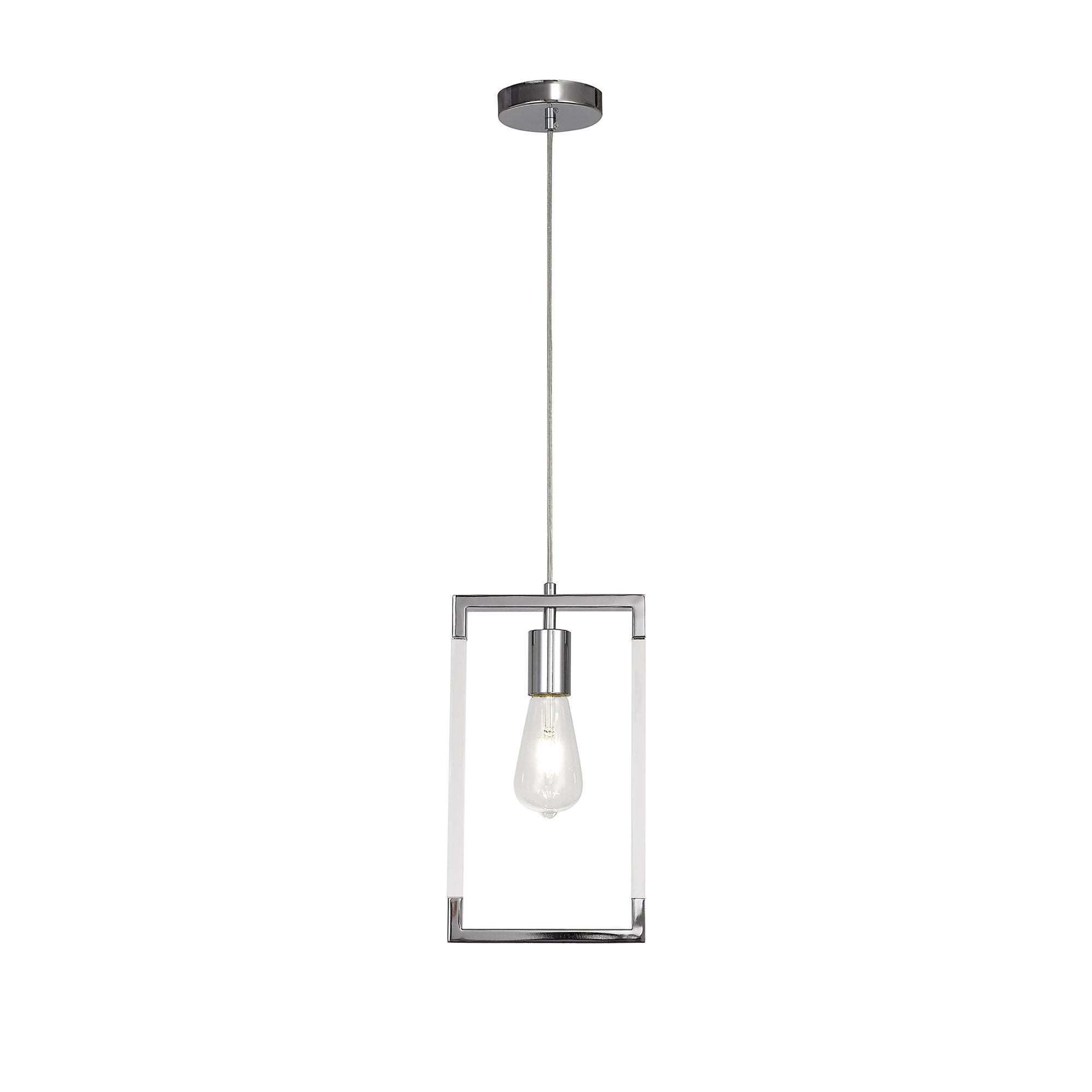 IL32780 Canto Single Rectangle Pendant 1 Light E27 Polished Nickel/Acrylic