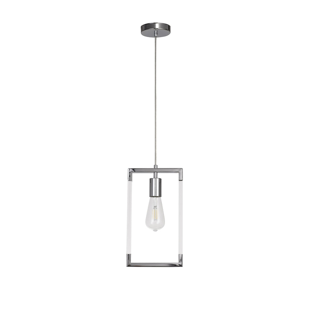 IL32780 Canto Single Rectangle Pendant 1 Light E27 Polished Nickel/Acrylic