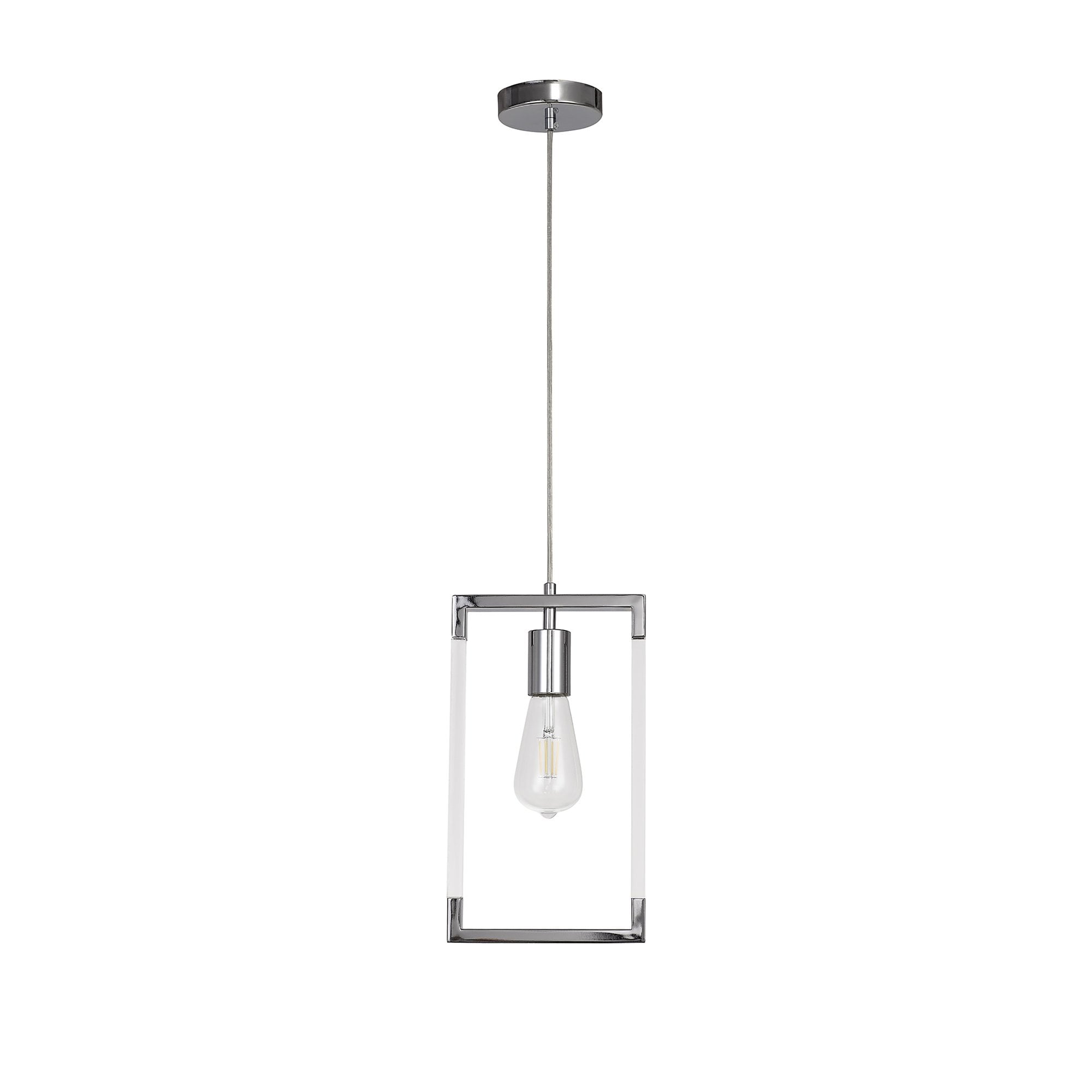 IL32780 Canto Single Rectangle Pendant 1 Light E27 Polished Nickel/Acrylic