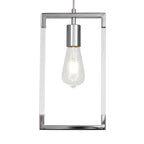IL32780 Canto Single Rectangle Pendant 1 Light E27 Polished Nickel/Acrylic