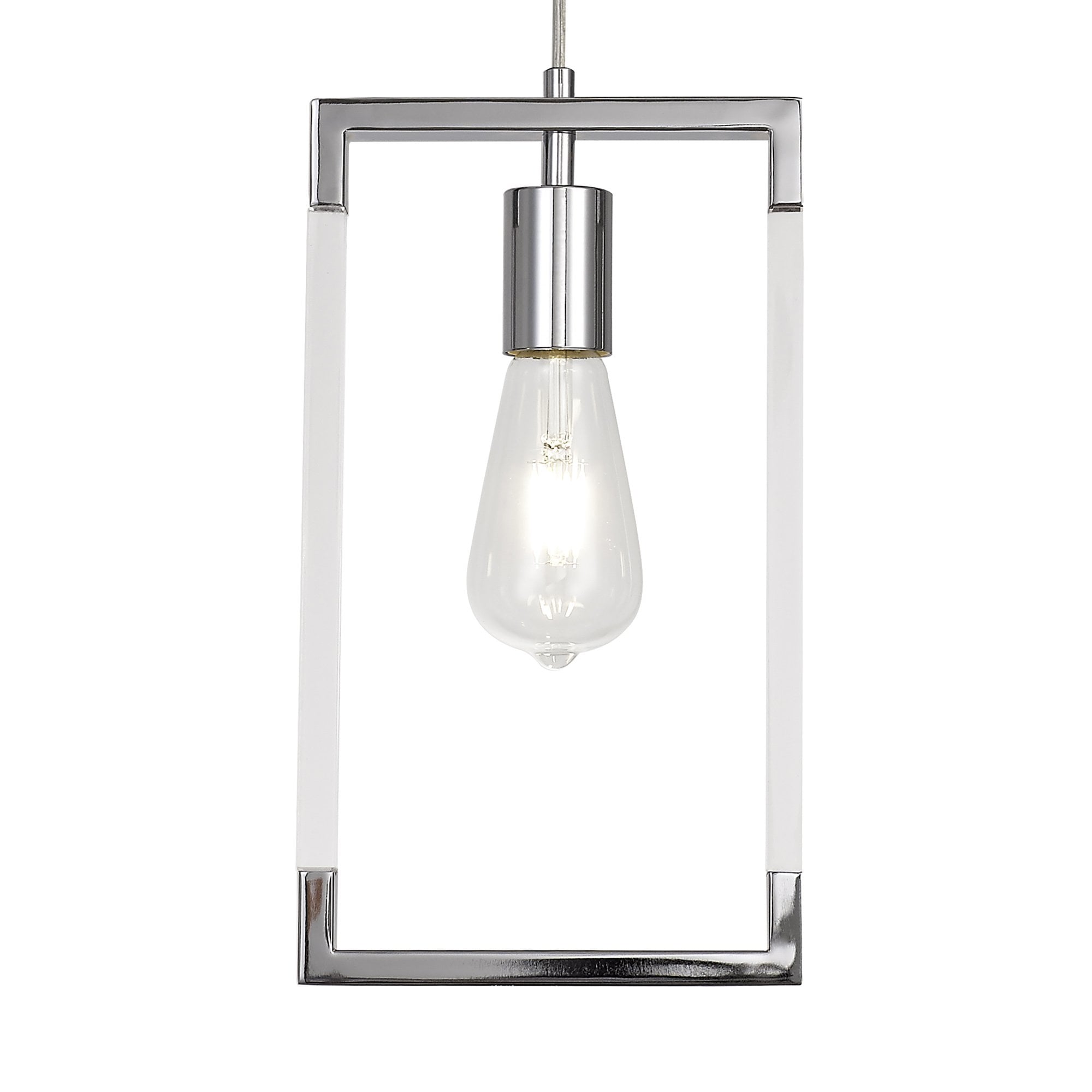 IL32780 Canto Single Rectangle Pendant 1 Light E27 Polished Nickel/Acrylic