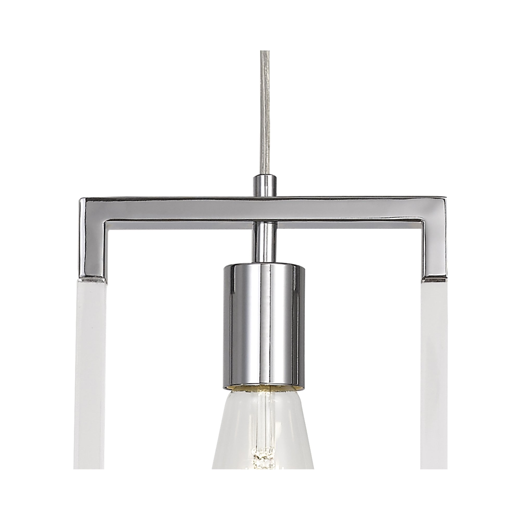 IL32780 Canto Single Rectangle Pendant 1 Light E27 Polished Nickel/Acrylic