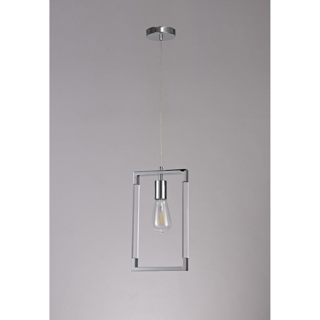 IL32780 Canto Single Rectangle Pendant 1 Light E27 Polished Nickel/Acrylic