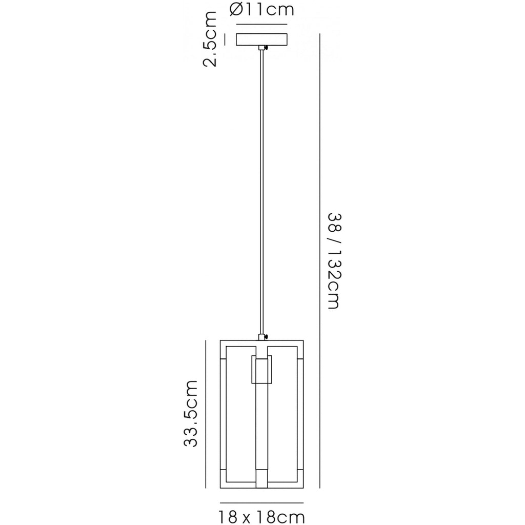 IL32781 Canto Double Rectangle Square Pendant 1 Light E27 Polished Nickel/Acrylic