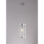 IL32781 Canto Double Rectangle Square Pendant 1 Light E27 Polished Nickel/Acrylic