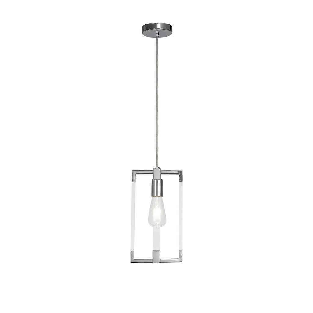 IL32781 Canto Double Rectangle Square Pendant 1 Light E27 Polished Nickel/Acrylic