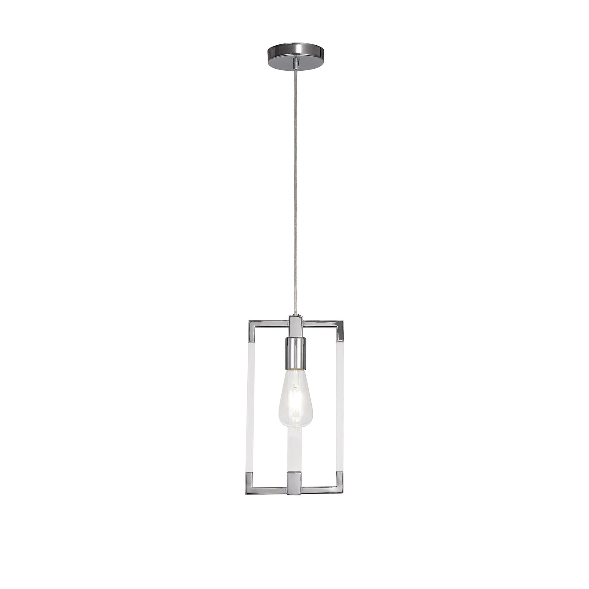 IL32781 Canto Double Rectangle Square Pendant 1 Light E27 Polished Nickel/Acrylic