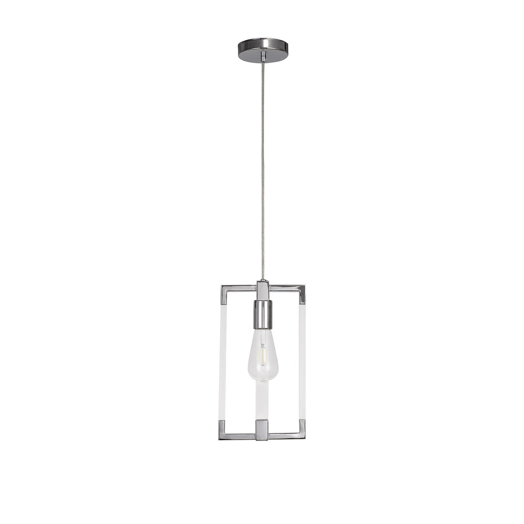 IL32781 Canto Double Rectangle Square Pendant 1 Light E27 Polished Nickel/Acrylic