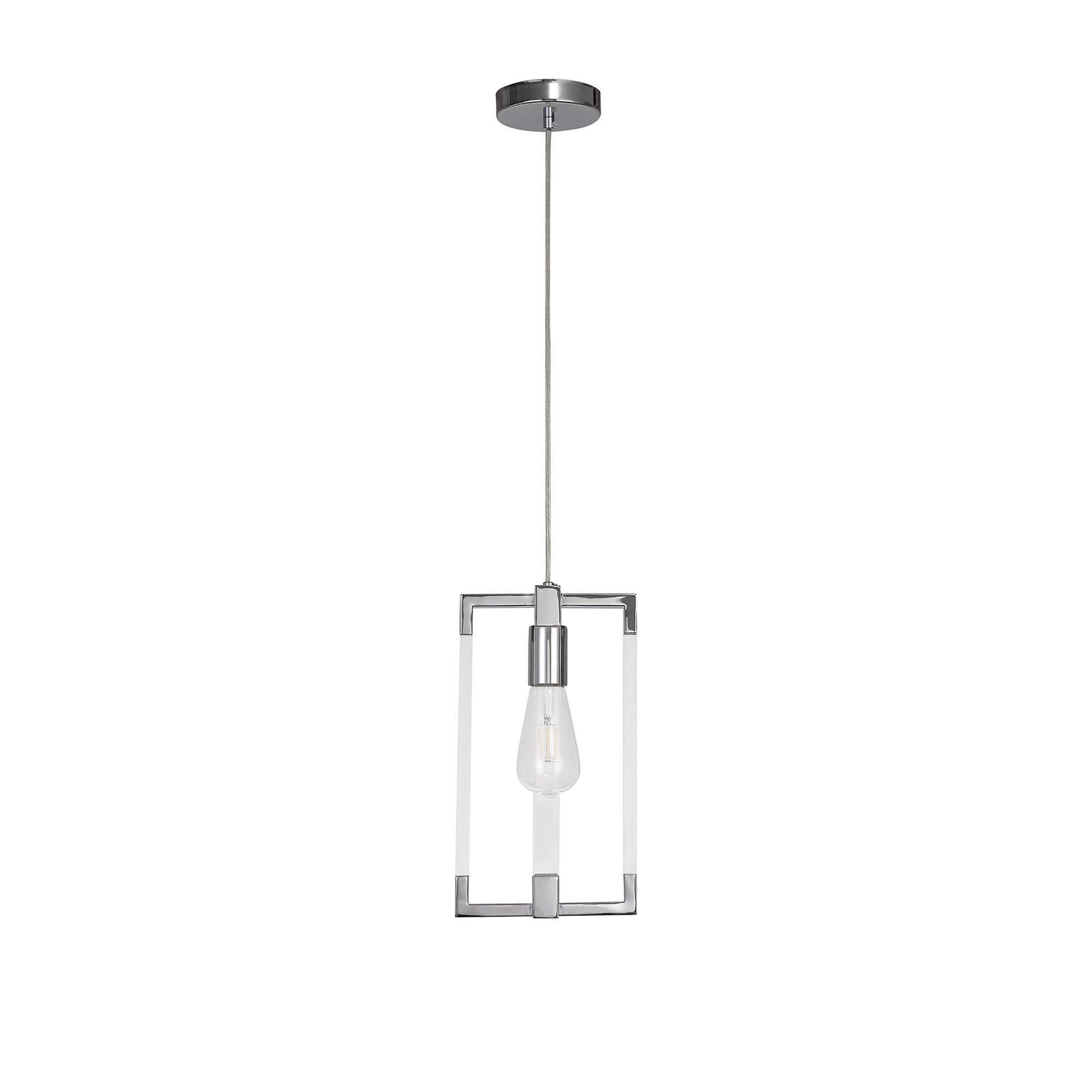 IL32781 Canto Double Rectangle Square Pendant 1 Light E27 Polished Nickel/Acrylic
