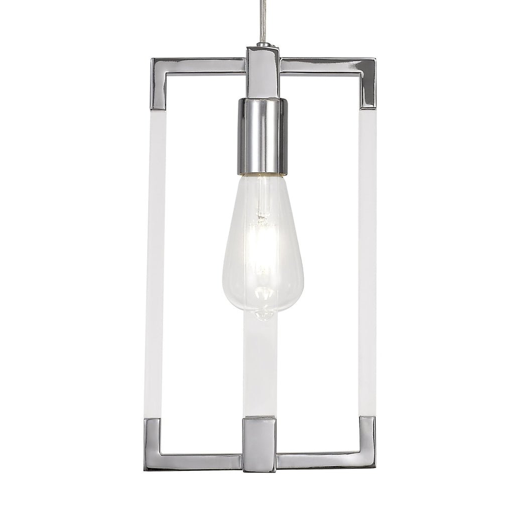 IL32781 Canto Double Rectangle Square Pendant 1 Light E27 Polished Nickel/Acrylic