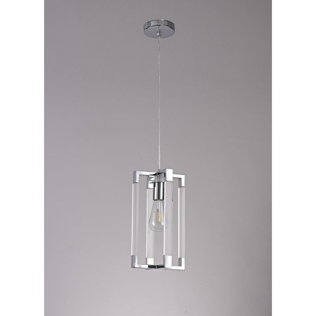 IL32781 Canto Double Rectangle Square Pendant 1 Light E27 Polished Nickel/Acrylic