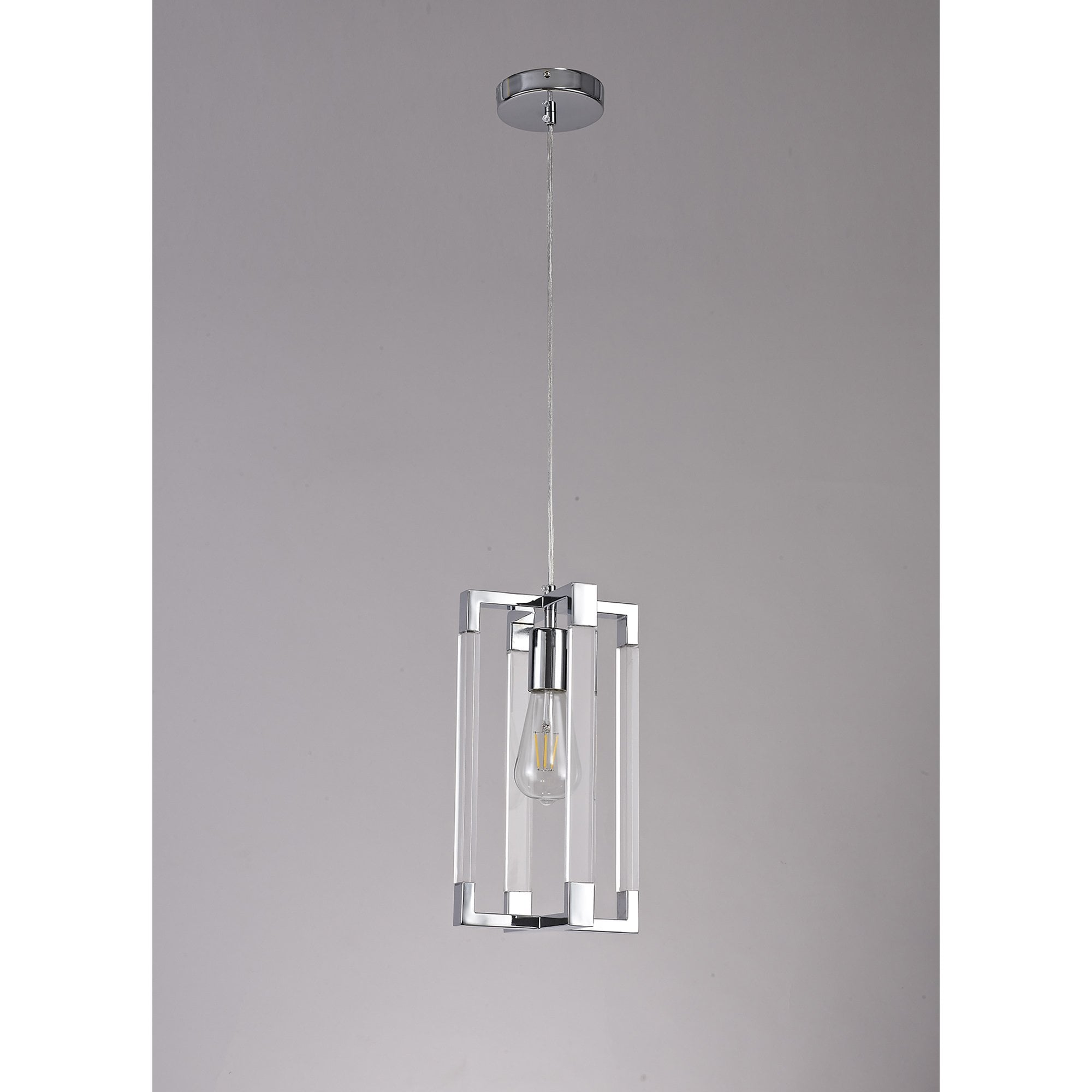 IL32781 Canto Double Rectangle Square Pendant 1 Light E27 Polished Nickel/Acrylic