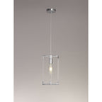 IL32781 Canto Double Rectangle Square Pendant 1 Light E27 Polished Nickel/Acrylic