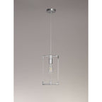 IL32781 Canto Double Rectangle Square Pendant 1 Light E27 Polished Nickel/Acrylic