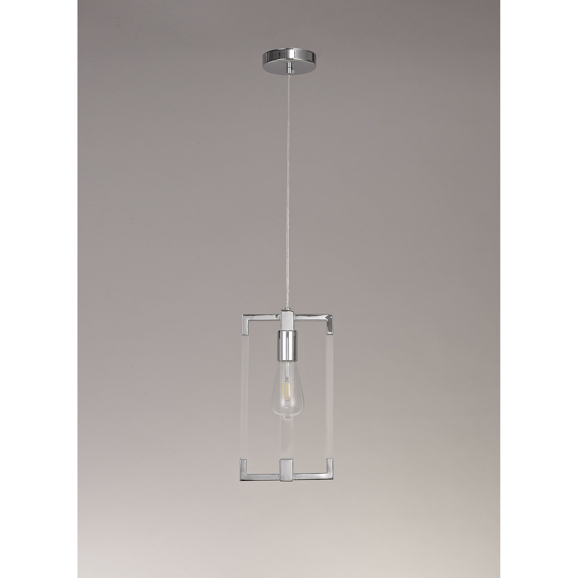 IL32781 Canto Double Rectangle Square Pendant 1 Light E27 Polished Nickel/Acrylic