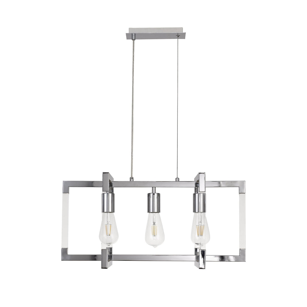 IL32782 Canto Rectangular Pendant 3 Light E27 Polished Nickel/Acrylic