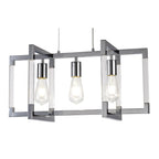 IL32782 Canto Rectangular Pendant 3 Light E27 Polished Nickel/Acrylic