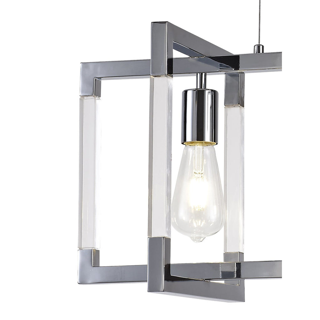 IL32782 Canto Rectangular Pendant 3 Light E27 Polished Nickel/Acrylic