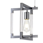 IL32782 Canto Rectangular Pendant 3 Light E27 Polished Nickel/Acrylic