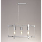 IL32782 Canto Rectangular Pendant 3 Light E27 Polished Nickel/Acrylic