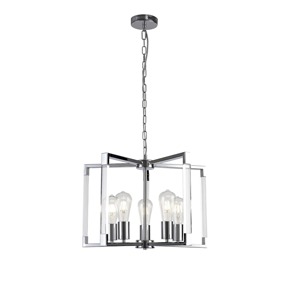 IL32783 Canto Pendant 5 Light E27 Polished Nickel/Acrylic