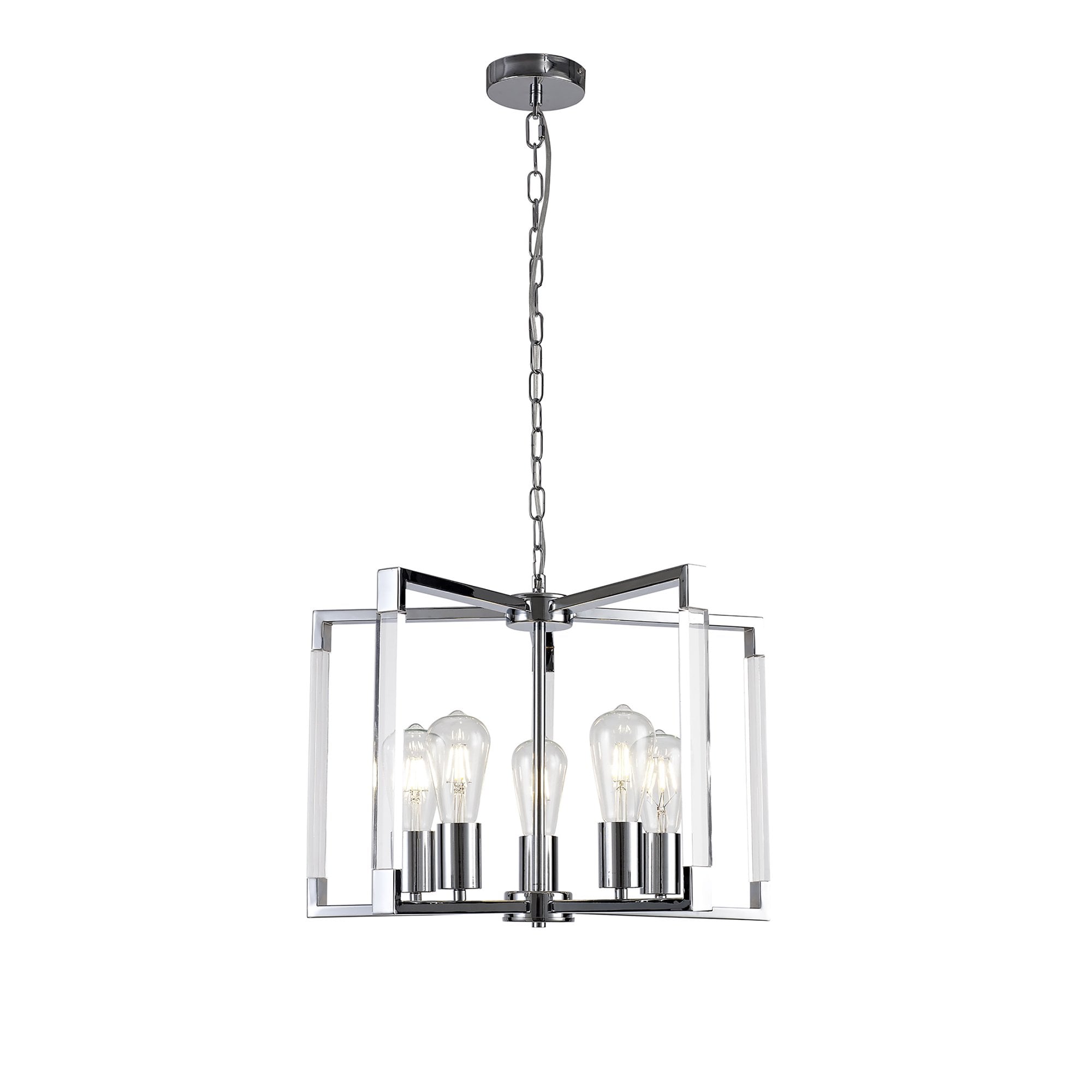 IL32783 Canto Pendant 5 Light E27 Polished Nickel/Acrylic