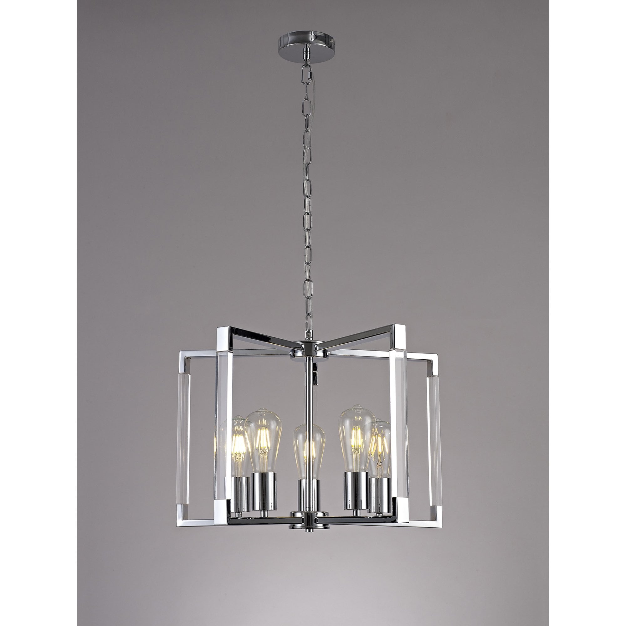 IL32783 Canto Pendant 5 Light E27 Polished Nickel/Acrylic