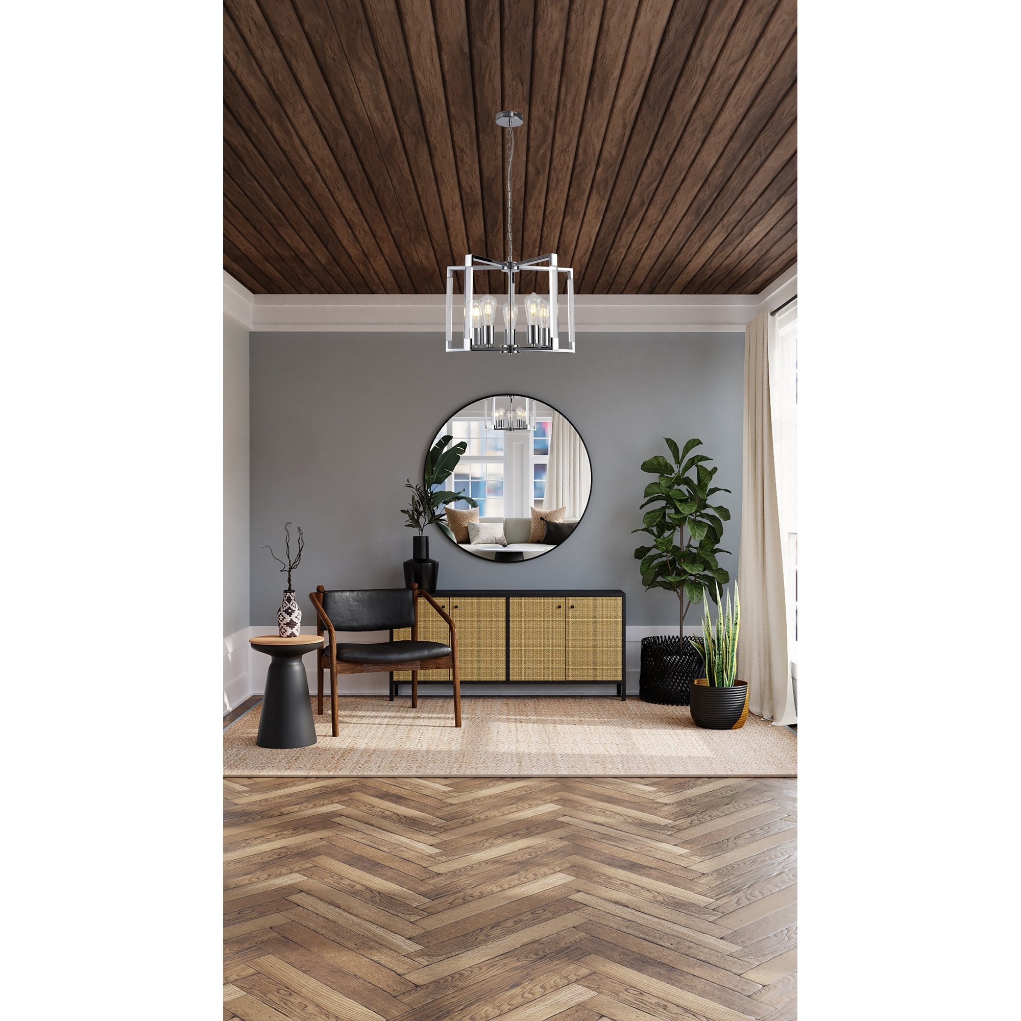 IL32783 Canto Pendant 5 Light E27 Polished Nickel/Acrylic