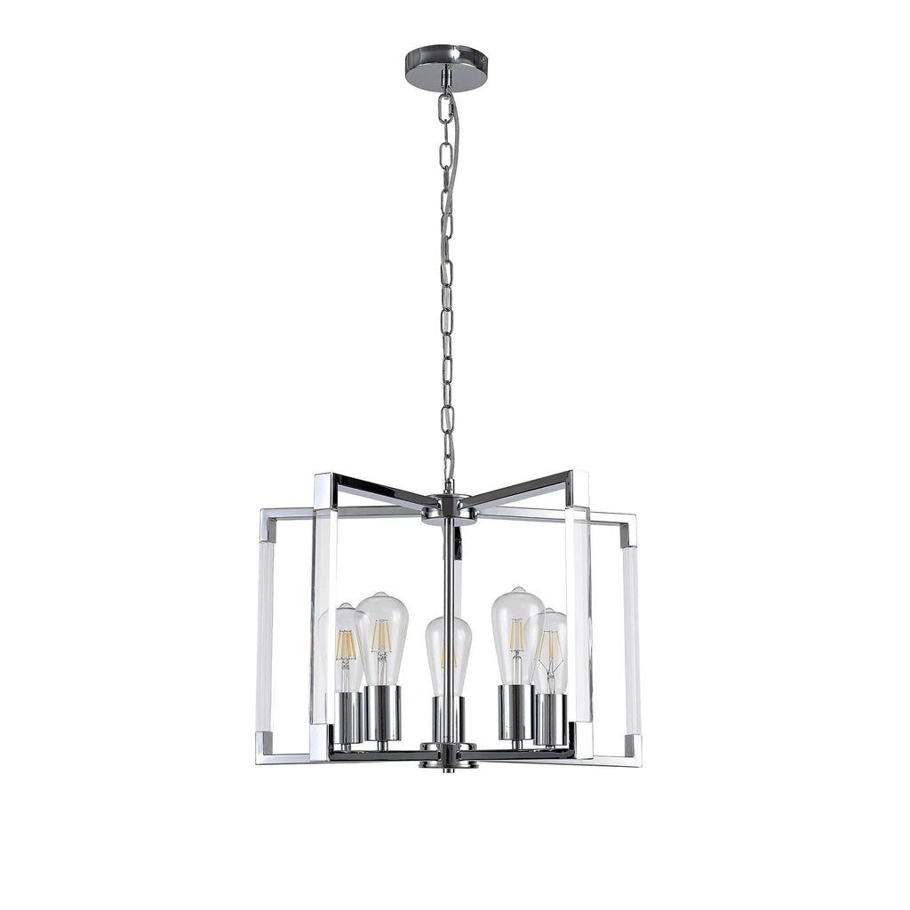 IL32783 Canto Pendant 5 Light E27 Polished Nickel/Acrylic