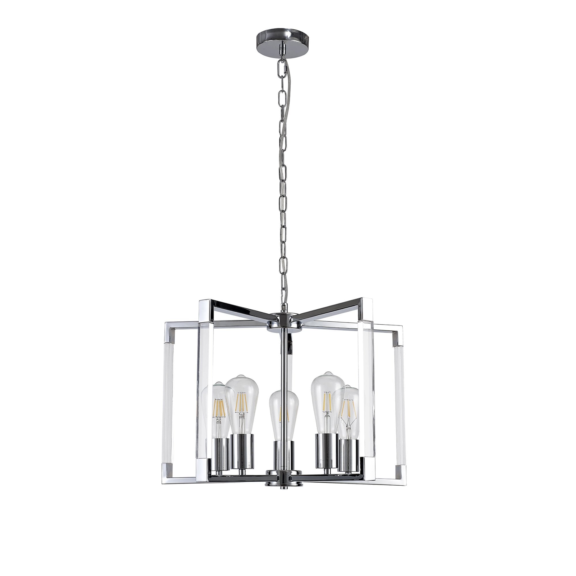 IL32783 Canto Pendant 5 Light E27 Polished Nickel/Acrylic
