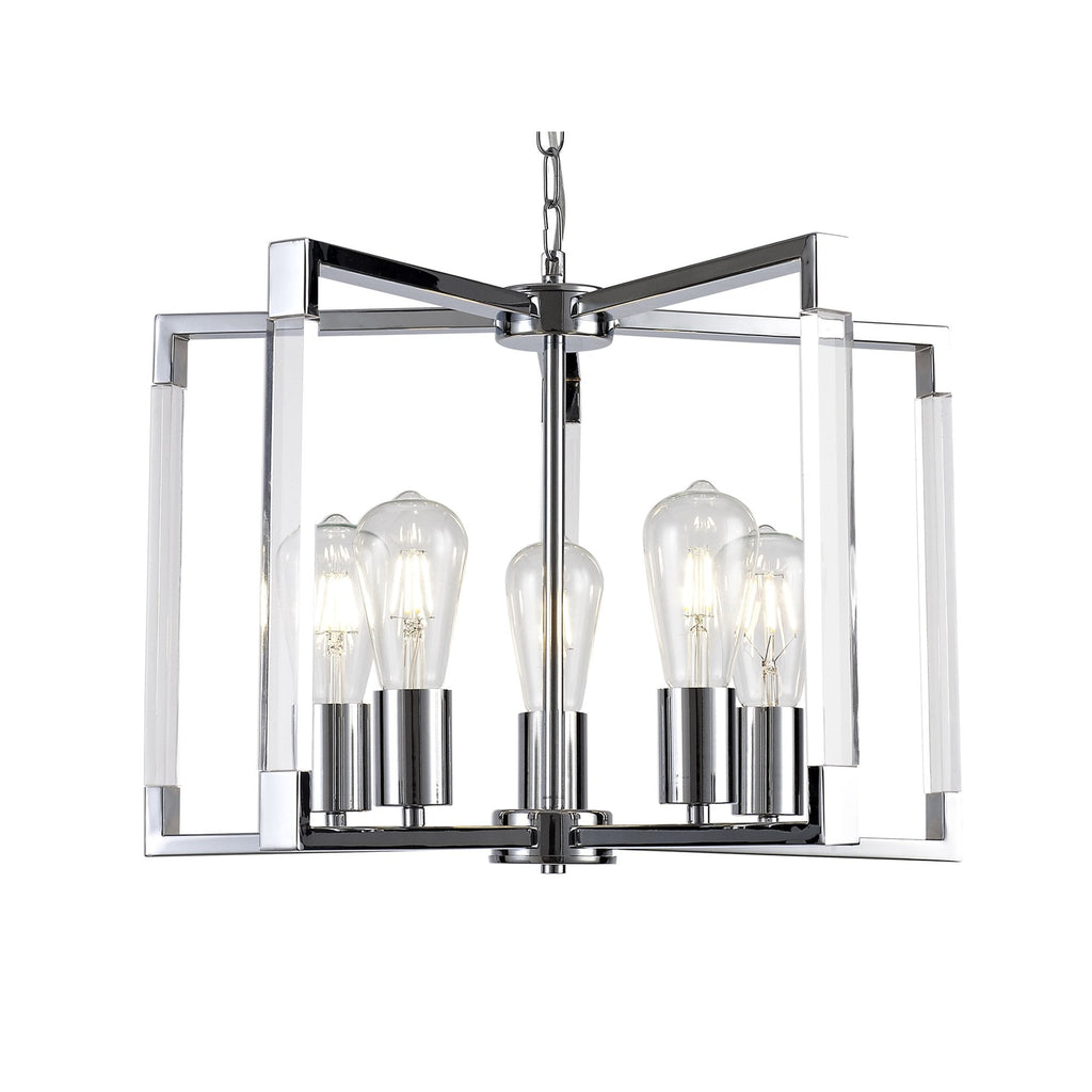 IL32783 Canto Pendant 5 Light E27 Polished Nickel/Acrylic