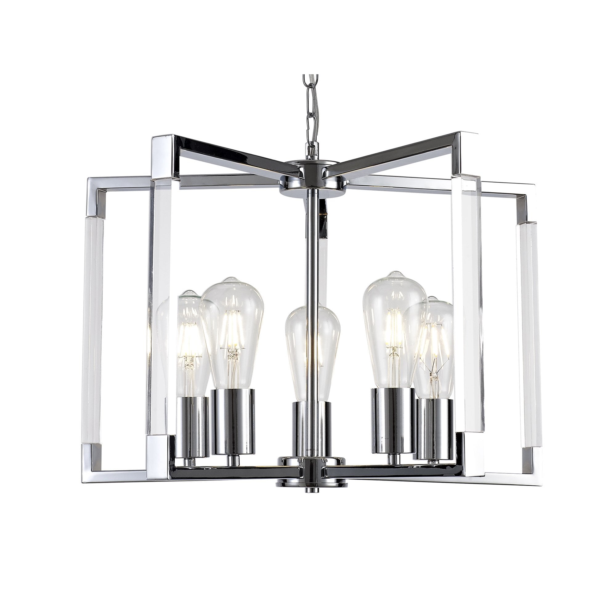 IL32783 Canto Pendant 5 Light E27 Polished Nickel/Acrylic