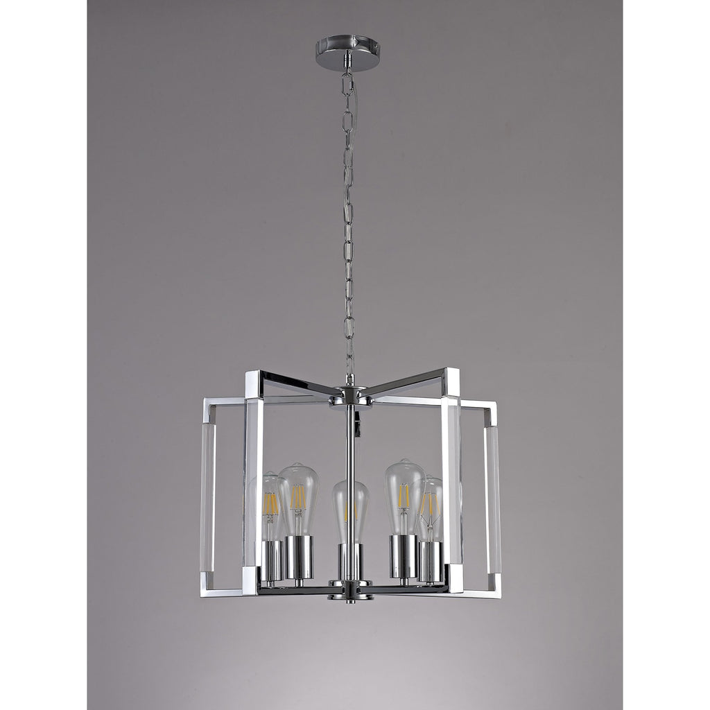 IL32783 Canto Pendant 5 Light E27 Polished Nickel/Acrylic