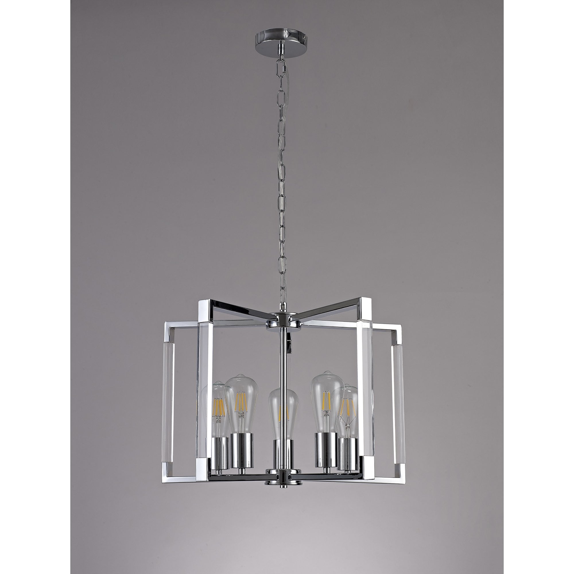 IL32783 Canto Pendant 5 Light E27 Polished Nickel/Acrylic