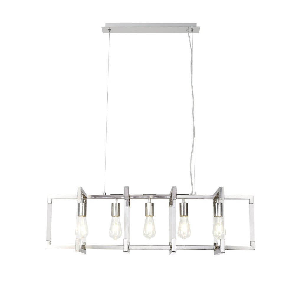 IL32785 Canto Rectangular Pendant 5 Light E27 Polished Nickel/Acrylic