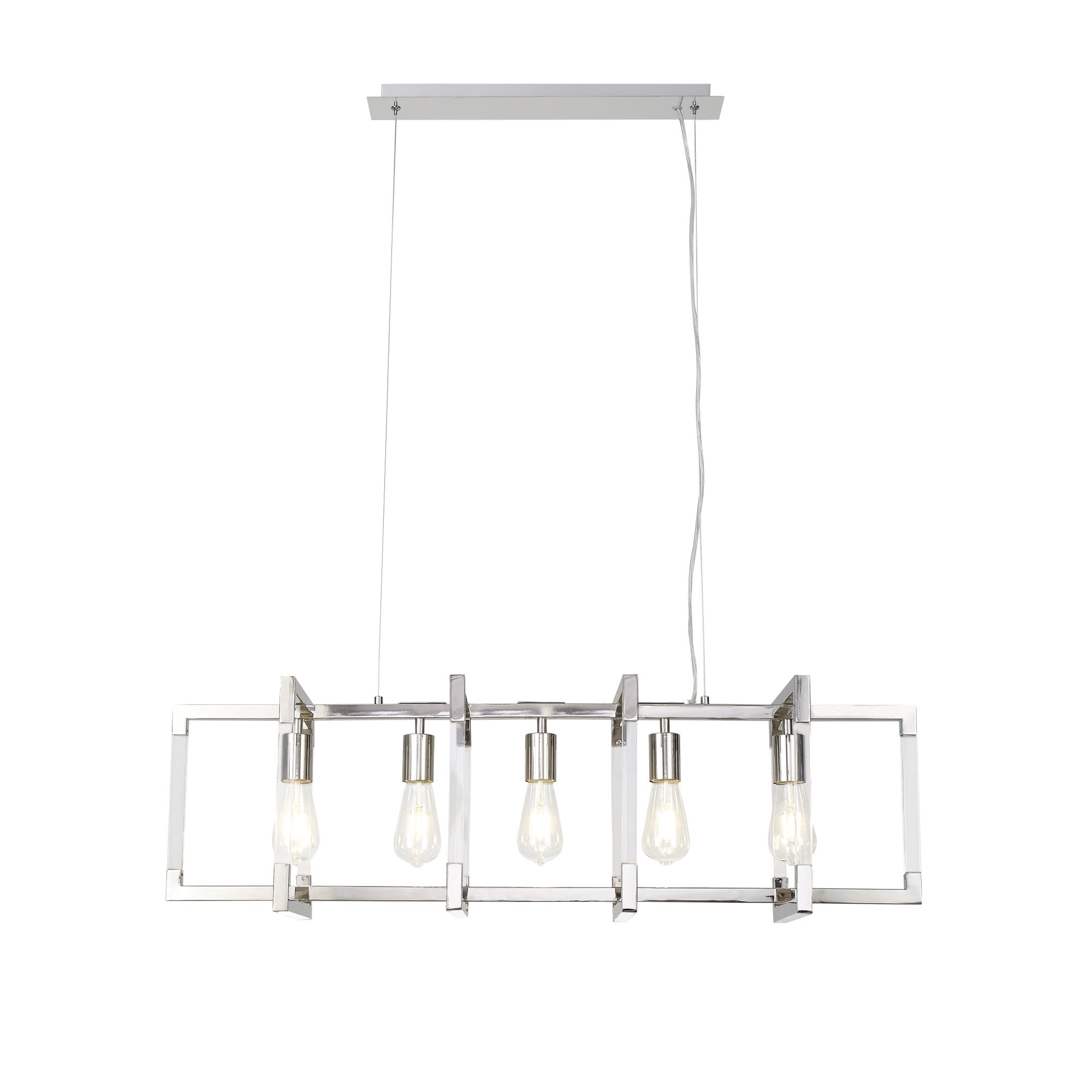 IL32785 Canto Rectangular Pendant 5 Light E27 Polished Nickel/Acrylic