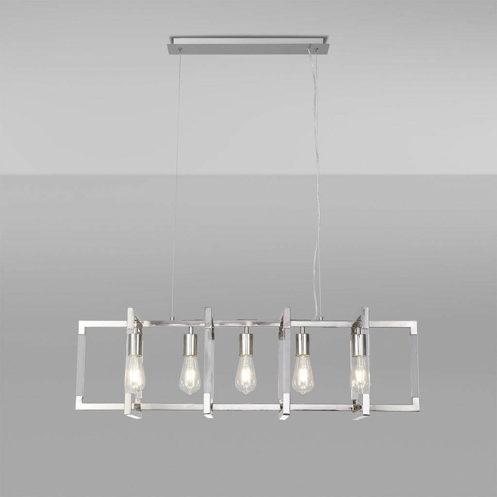 IL32785 Canto Rectangular Pendant 5 Light E27 Polished Nickel/Acrylic