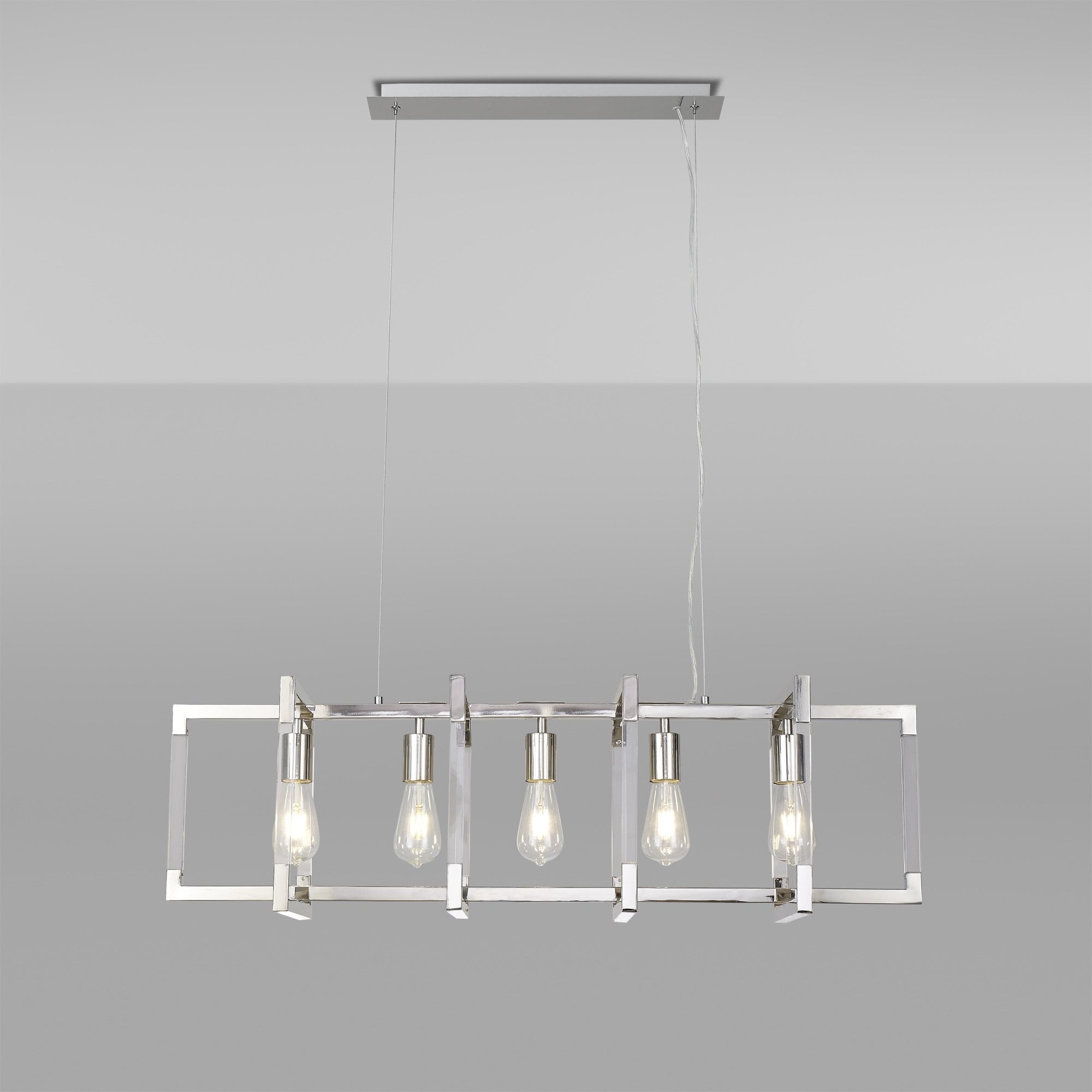 IL32785 Canto Rectangular Pendant 5 Light E27 Polished Nickel/Acrylic