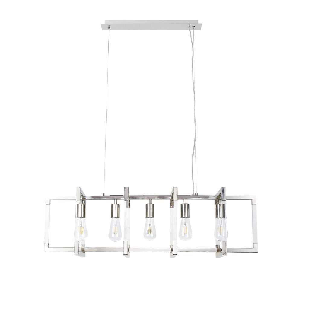 IL32785 Canto Rectangular Pendant 5 Light E27 Polished Nickel/Acrylic