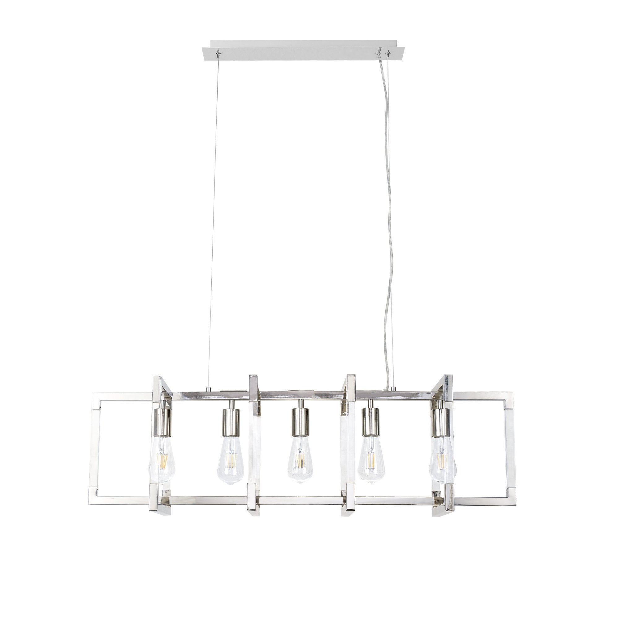 IL32785 Canto Rectangular Pendant 5 Light E27 Polished Nickel/Acrylic